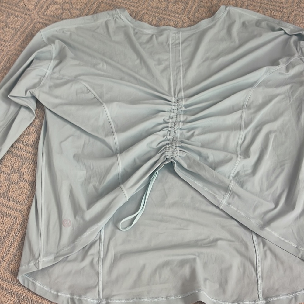 lululemon athletica Light Blue Drawstring Back Long Sleeve Top